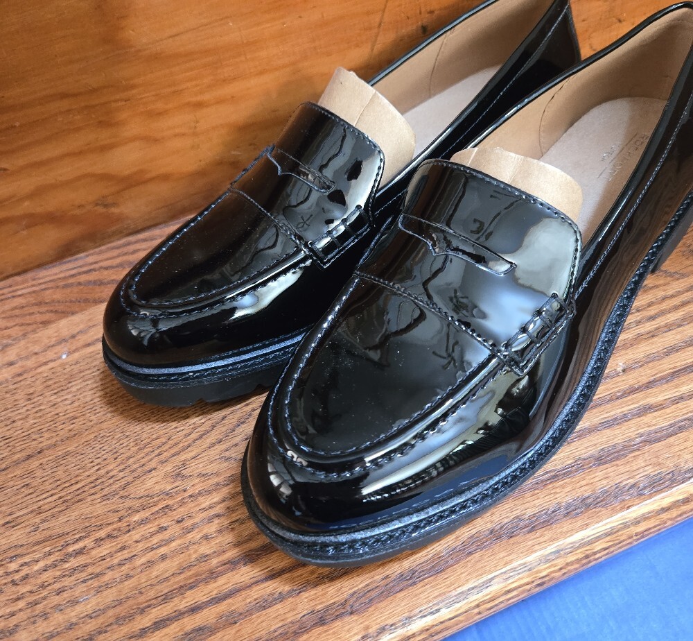 Rockport Women’s Black Patent Leather Penny Loafers
